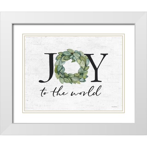 Joy to the World White Modern Wood Framed Art Print with Double Matting by Lettered and Lined