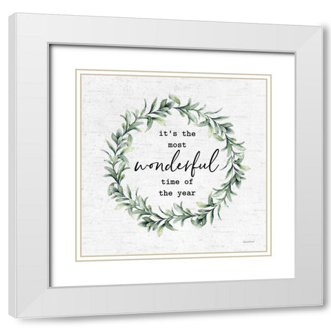 Wonderful Time of the Year White Modern Wood Framed Art Print with Double Matting by Lettered and Lined
