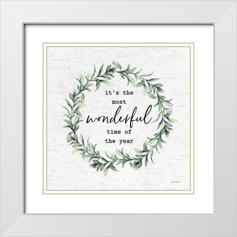 Wonderful Time of the Year White Modern Wood Framed Art Print with Double Matting by Lettered and Lined