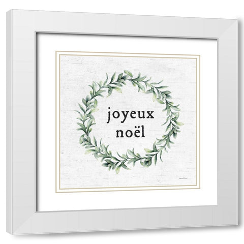 Joyeux Noel White Modern Wood Framed Art Print with Double Matting by Lettered and Lined
