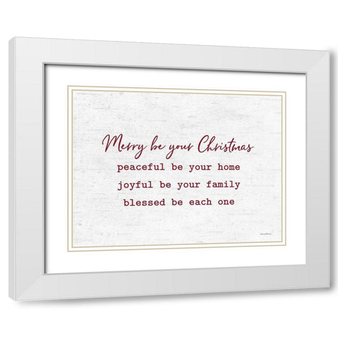 Merry be your Christmas White Modern Wood Framed Art Print with Double Matting by Lettered and Lined