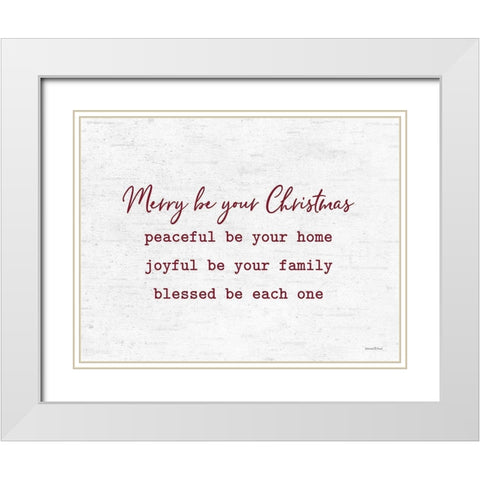 Merry be your Christmas White Modern Wood Framed Art Print with Double Matting by Lettered and Lined