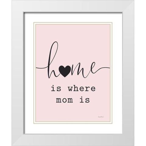 Home is Where Mom Is White Modern Wood Framed Art Print with Double Matting by Lettered and Lined