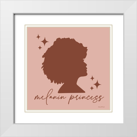 Melanin Princess White Modern Wood Framed Art Print with Double Matting by Lettered and Lined
