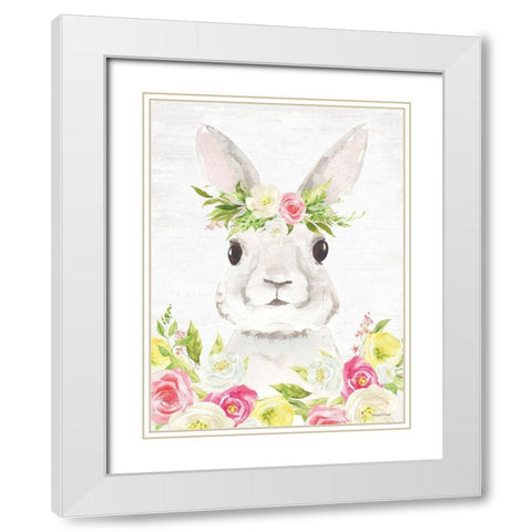 Spring Bunny     White Modern Wood Framed Art Print with Double Matting by Lettered and Lined