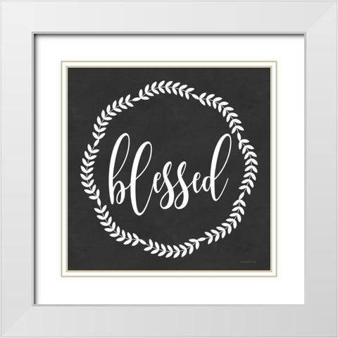 Blessed White Modern Wood Framed Art Print with Double Matting by lettered And lined