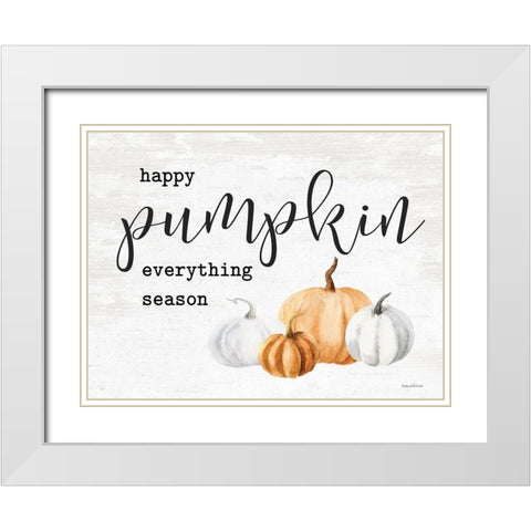 Happy Pumpkin Everything Season White Modern Wood Framed Art Print with Double Matting by lettered And lined