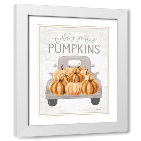 Freshly Picked Pumpkins White Modern Wood Framed Art Print with Double Matting by Lettered and Lined