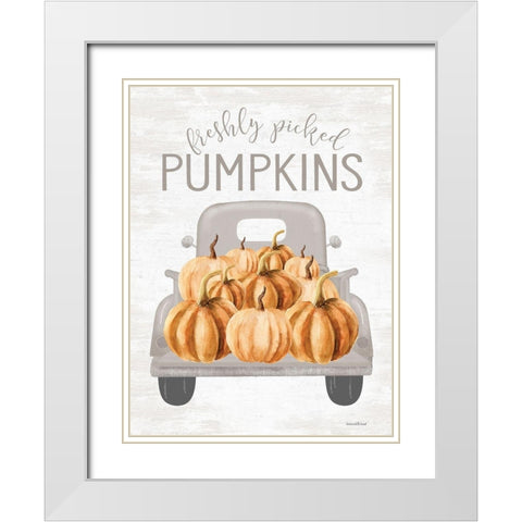 Freshly Picked Pumpkins White Modern Wood Framed Art Print with Double Matting by Lettered and Lined