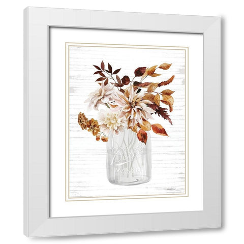 Autumn Floral I White Modern Wood Framed Art Print with Double Matting by lettered And lined