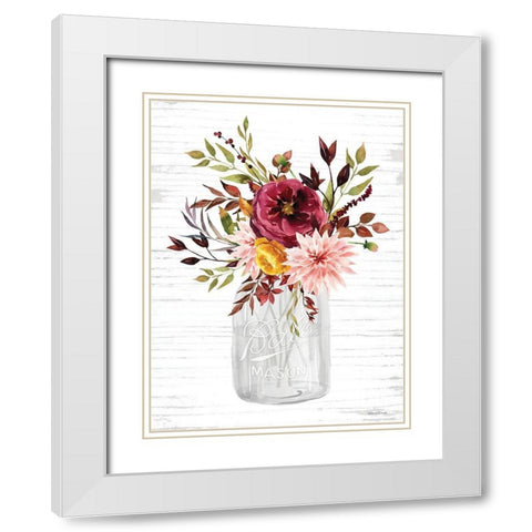 Autumn Floral II White Modern Wood Framed Art Print with Double Matting by lettered And lined