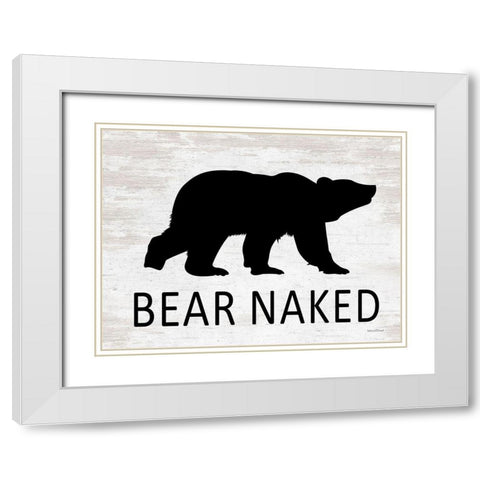 Bear Naked White Modern Wood Framed Art Print with Double Matting by lettered And lined