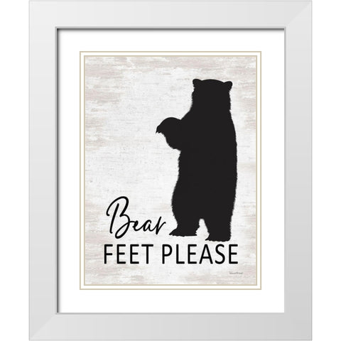 Bear Feet Please White Modern Wood Framed Art Print with Double Matting by lettered And lined
