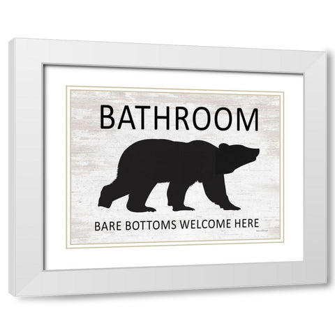 Bare Bottoms Welcome Here White Modern Wood Framed Art Print with Double Matting by lettered And lined