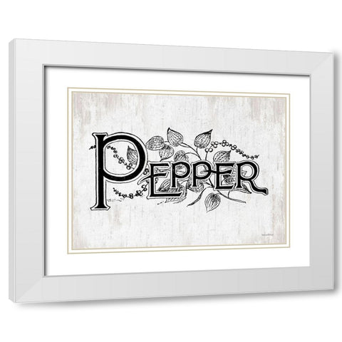 Pepper White Modern Wood Framed Art Print with Double Matting by lettered And lined