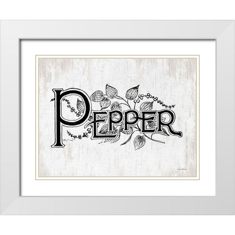 Pepper White Modern Wood Framed Art Print with Double Matting by lettered And lined
