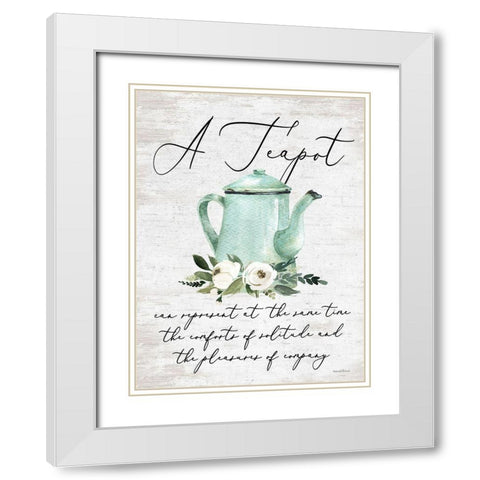 A Teapot White Modern Wood Framed Art Print with Double Matting by lettered And lined