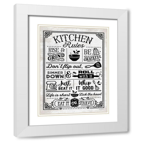 Kitchen Rules White Modern Wood Framed Art Print with Double Matting by lettered And lined