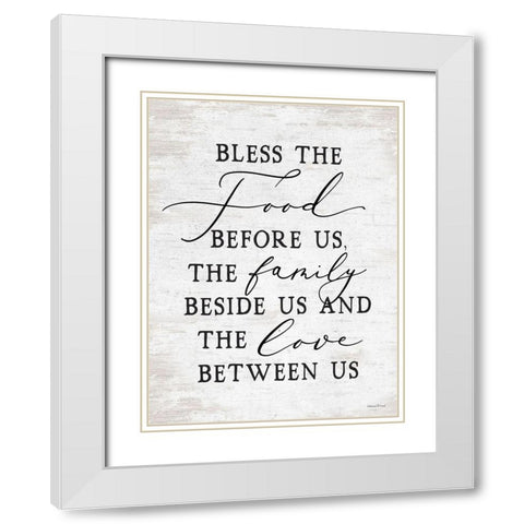Bless the Food Before Us White Modern Wood Framed Art Print with Double Matting by lettered And lined