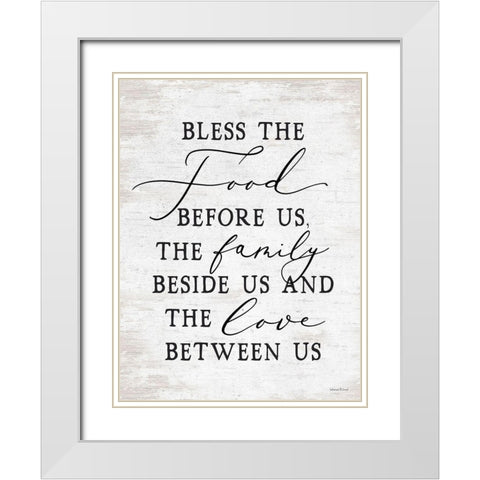 Bless the Food Before Us White Modern Wood Framed Art Print with Double Matting by lettered And lined