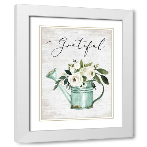 Grateful White Modern Wood Framed Art Print with Double Matting by lettered And lined