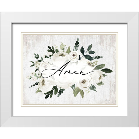 Amen White Modern Wood Framed Art Print with Double Matting by lettered And lined