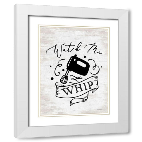 Watch Me Whip White Modern Wood Framed Art Print with Double Matting by lettered And lined