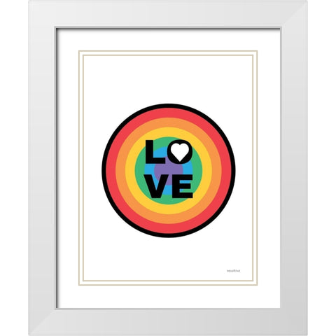 Rainbow Love Circle White Modern Wood Framed Art Print with Double Matting by lettered And lined