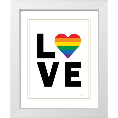 Rainbow Love Heart White Modern Wood Framed Art Print with Double Matting by lettered And lined