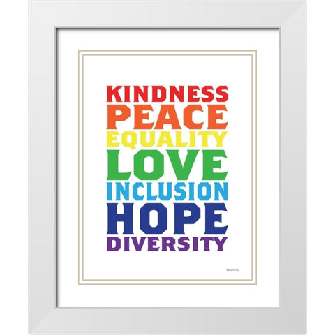 Rainbow Equality White Modern Wood Framed Art Print with Double Matting by lettered And lined