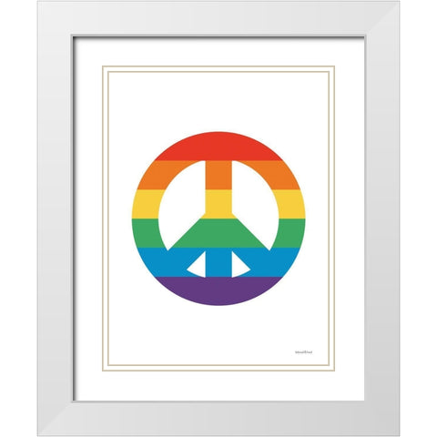 Rainbow Peace White Modern Wood Framed Art Print with Double Matting by lettered And lined