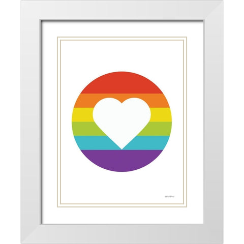Rainbow Heart White Modern Wood Framed Art Print with Double Matting by lettered And lined