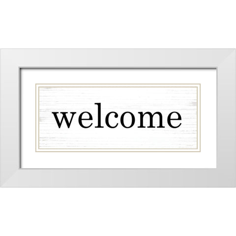 Welcome White Modern Wood Framed Art Print with Double Matting by Lettered and Lined