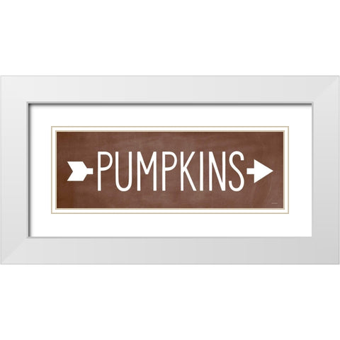 Pumpkins White Modern Wood Framed Art Print with Double Matting by Lettered And Lined