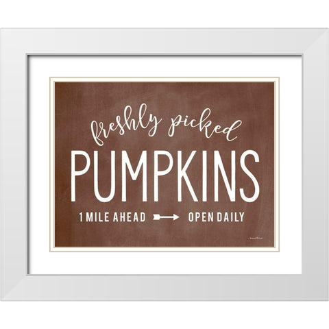Freshly Picked Pumpkins White Modern Wood Framed Art Print with Double Matting by Lettered And Lined