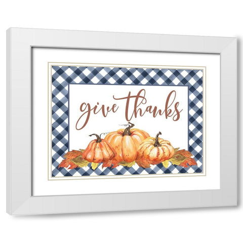 Give Thanks White Modern Wood Framed Art Print with Double Matting by Lettered And Lined