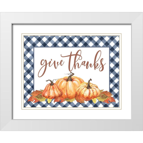 Give Thanks White Modern Wood Framed Art Print with Double Matting by Lettered And Lined