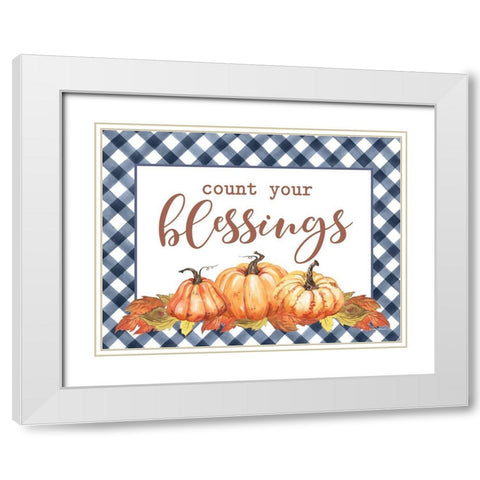 Count Your Blessings White Modern Wood Framed Art Print with Double Matting by Lettered And Lined