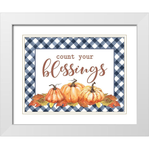 Count Your Blessings White Modern Wood Framed Art Print with Double Matting by Lettered And Lined