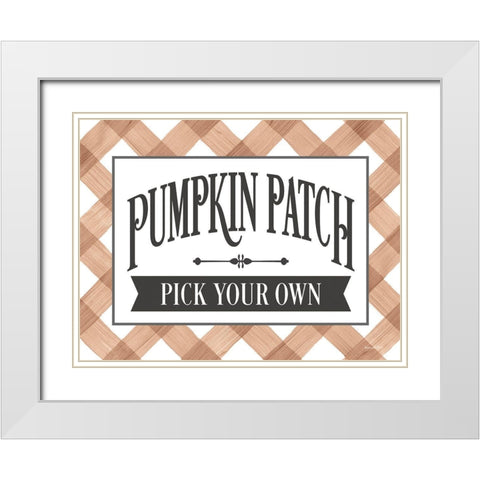 Pumpkin Patch White Modern Wood Framed Art Print with Double Matting by Lettered And Lined