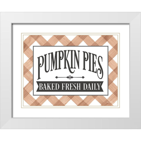 Pumpkin Pies White Modern Wood Framed Art Print with Double Matting by Lettered And Lined