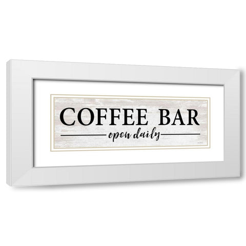 Coffee Bar Open Daily    White Modern Wood Framed Art Print with Double Matting by Lettered And Lined