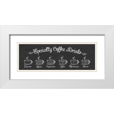 Specialty Coffee Drinks White Modern Wood Framed Art Print with Double Matting by Lettered And Lined