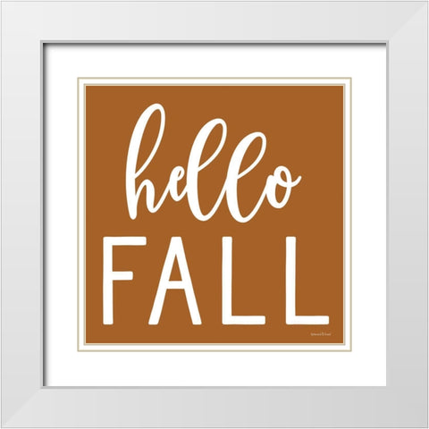 Hello Fall White Modern Wood Framed Art Print with Double Matting by Lettered and Lined