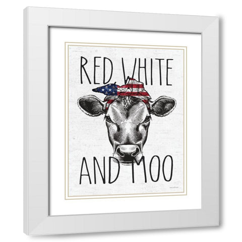 Red-White and Moo White Modern Wood Framed Art Print with Double Matting by Lettered And Lined