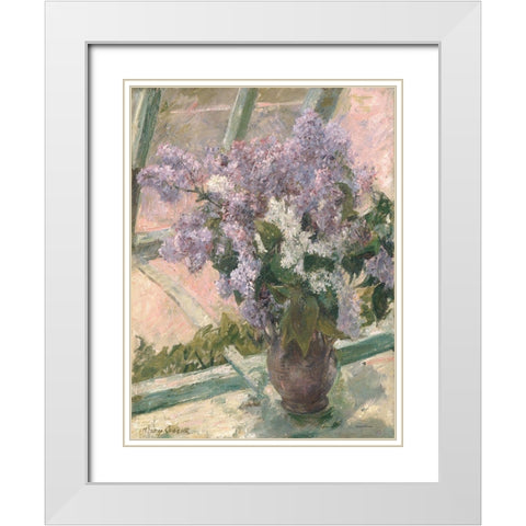 Lilacs in the Light White Modern Wood Framed Art Print with Double Matting by Lettered And Lined