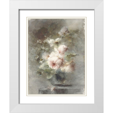 Old World Rose Bouquet White Modern Wood Framed Art Print with Double Matting by Lettered And Lined