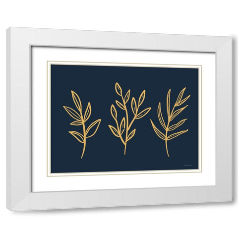 Autumn Leaves White Modern Wood Framed Art Print with Double Matting by Lettered And Lined