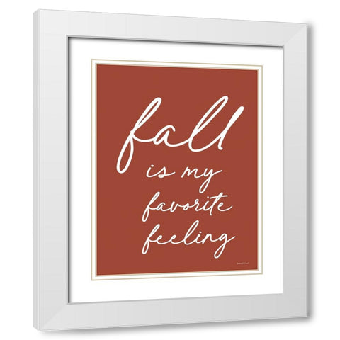 Fall is My Favorite Feeling White Modern Wood Framed Art Print with Double Matting by Lettered And Lined