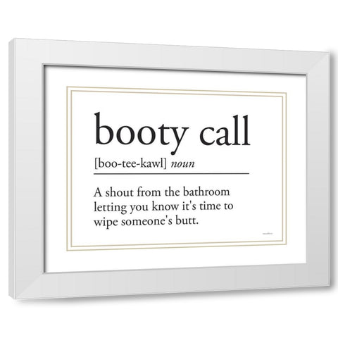 Booty Call White Modern Wood Framed Art Print with Double Matting by Lettered And Lined